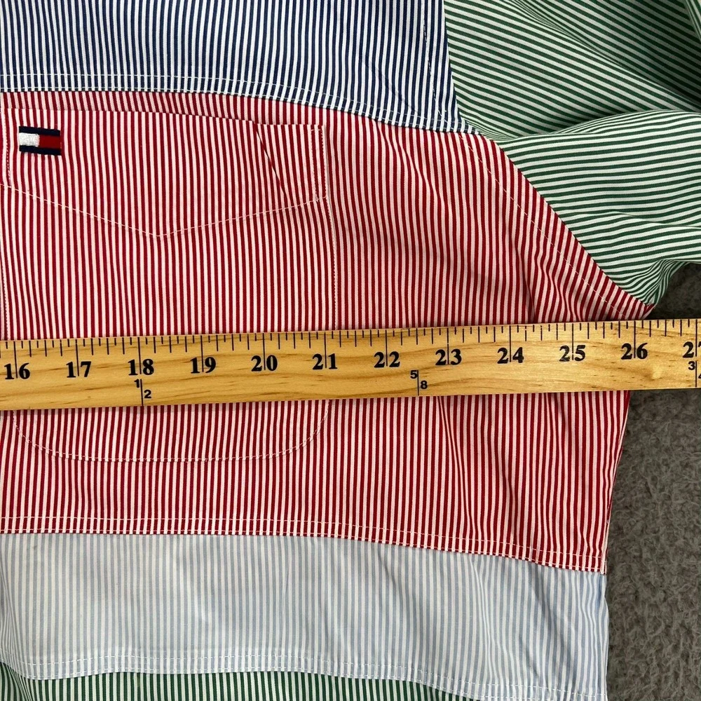 Vintage Tommy‎ Hilfiger Striped Color Block Button Up Collared Shirt Men's Large